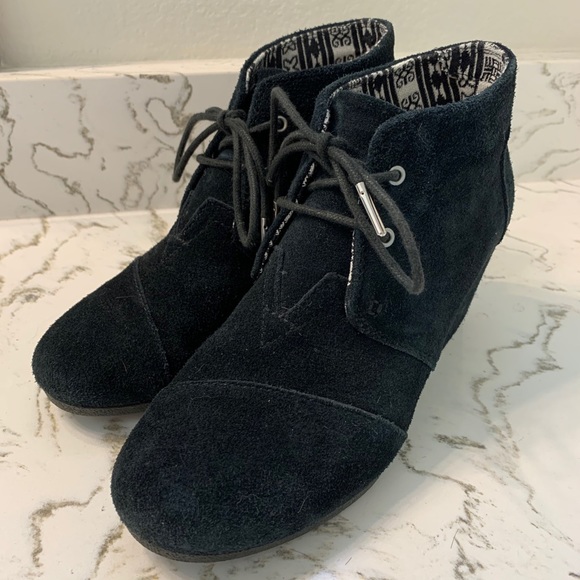 Toms Black Suede Ankle Boots - Picture 5 of 7